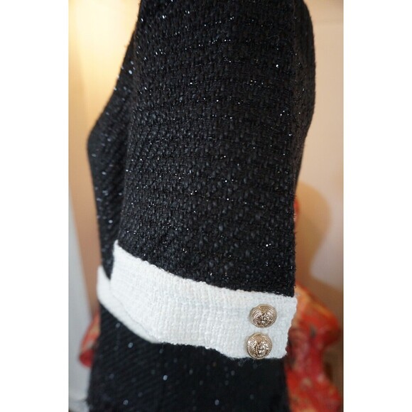 Tuxedo Style Sparkle Tweed Mini Dress with Fringe Feather Hem Sz M (6/8) - Picture 9 of 16